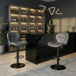 Alivio Dark Grey Faux Leather Height Adjustable Swivel Bar Stool Set of 2 - Wilko - thumbnail 4