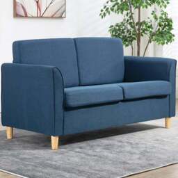 Portland 2 Seater Blue Linen Loveseat Sofa - Wilko