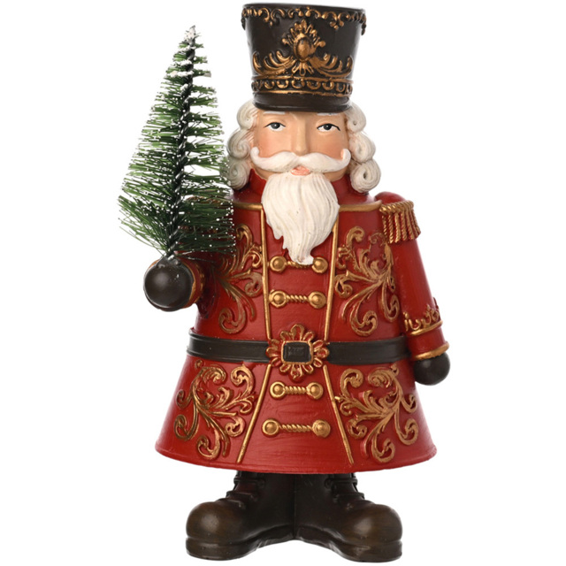 The Seasonal Gift Co Regal Tidings Nutcracker with Tree Figurine Decoration 14cm - Size: 15 x 8 x 7cm - Red - The Seasonal Gift Co. - Wilko - image 1