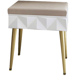 CARME Home Montana White and Gold Padded Velvet Storage Stool - Size: 21 x 38 x 47cm - Wilko - thumbnail 3