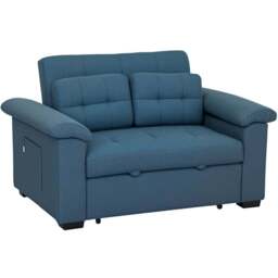 HOMCOM Click Clack 2 Seater Blue Sofa Bed - Wilko - thumbnail 3