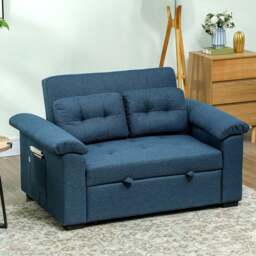 HOMCOM Click Clack 2 Seater Blue Sofa Bed - Wilko - thumbnail 1