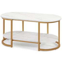Costway White Marble Coffee Table - Size: 112 x 55 x 10cm - Wilko - thumbnail 3