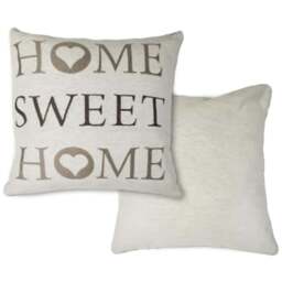 Serene Home Sweet Home Beige Cushion Cover 43 x 43cm - Cream - Wilko