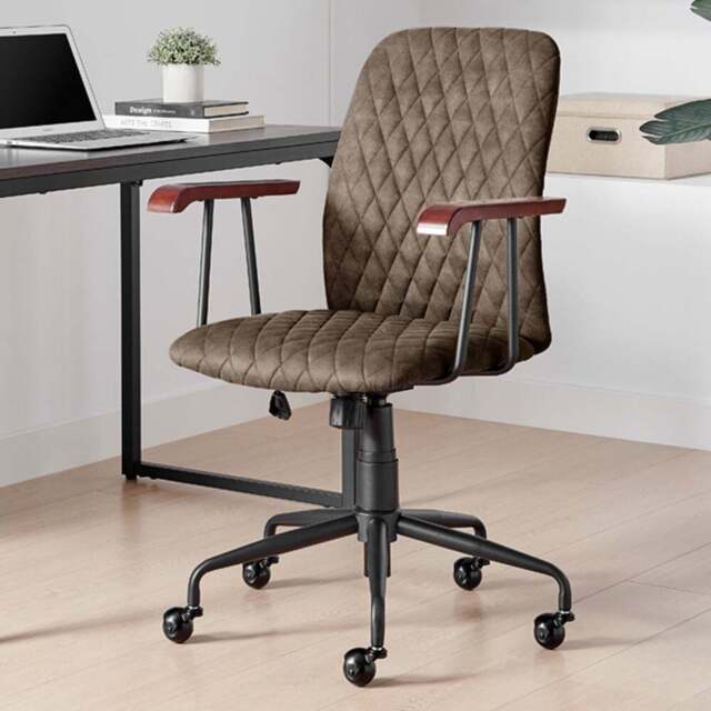 Furniturebox Avant Warm Grey Faux Leather Office Chair - Size: 59.5 x 61 x 59.5cm - Wilko - image 1