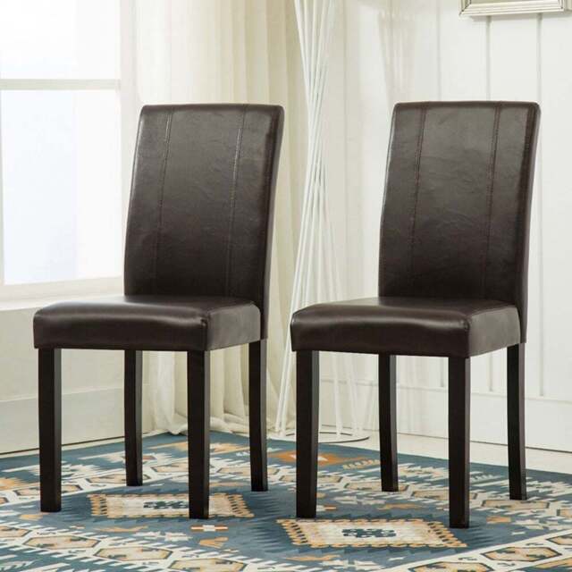 Set of 2 Brown Faux Leather Dining Chair - MCC - Wilko - image 1