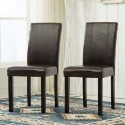 Set of 2 Brown Faux Leather Dining Chair - MCC - Wilko