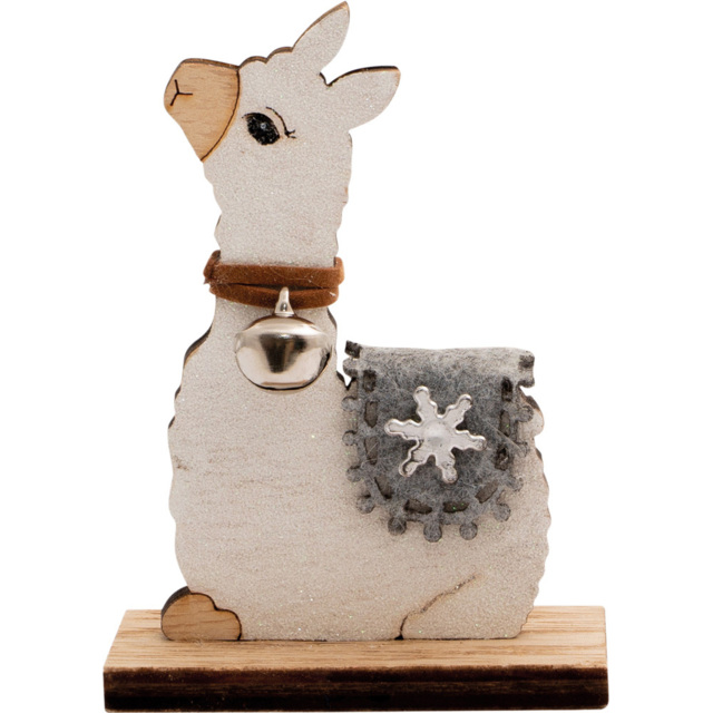 St Helens Wooden Sitting Down Alpaca Ornament - Size: 100 x 40 x 70cm - Multi - Wilko - image 1