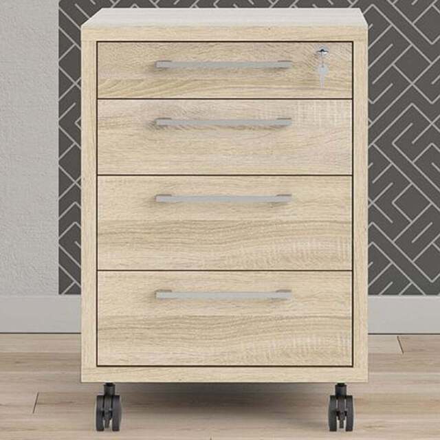 Florence 4 Drawer Oak Mobile Cabinet - Size: 49.1 x 48.2 x 68.2cm - Wood - Furniture to Go - Wilko - image 1