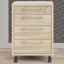 Florence 4 Drawer Oak Mobile Cabinet - Size: 49.1 x 48.2 x 68.2cm - Wood - Furniture to Go - Wilko - thumbnail 1