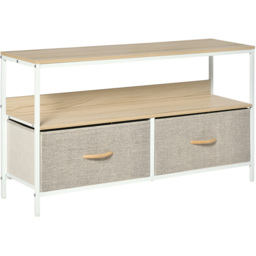 Portland 2 Drawer Maple Wood Effect Steel TV Cabinet - Size: 98 x 29 x 56cm - Brown - Wilko - thumbnail 3