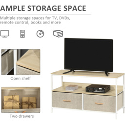 Portland 2 Drawer Maple Wood Effect Steel TV Cabinet - Size: 98 x 29 x 56cm - Brown - Wilko - thumbnail 6