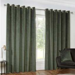Divante Vermont Velvet Blackout Curtains - Olive/229cm - Wilko