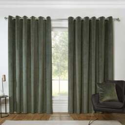 Divante Vermont Velvet Blackout Curtains - Olive/229cm - Wilko - thumbnail 3