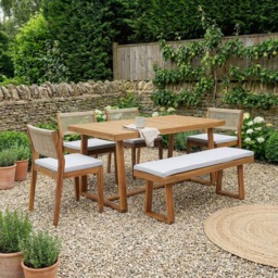 Brooke 6 Piece Dining Set - Wood - Size: 6 Seater - Outdoor Essentials - Wilko - thumbnail 1