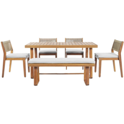 Brooke 6 Piece Dining Set - Wood - Size: 6 Seater - Outdoor Essentials - Wilko - thumbnail 5