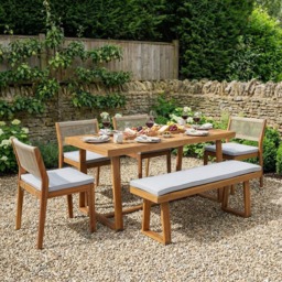 Brooke 6 Piece Dining Set - Wood - Size: 6 Seater - Outdoor Essentials - Wilko - thumbnail 4