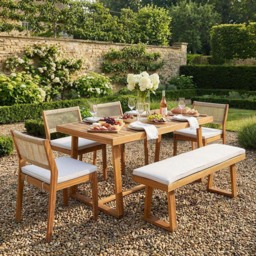 Brooke 6 Piece Dining Set - Wood - Size: 6 Seater - Outdoor Essentials - Wilko - thumbnail 6