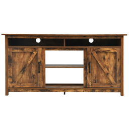 Costway Wooden TV Cabinet with Barn Doors and Open Shelf - Size: 164 x 49 x 16cm - Brown - Wilko - thumbnail 4