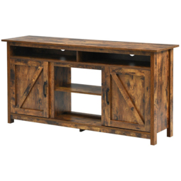 Costway Wooden TV Cabinet with Barn Doors and Open Shelf - Size: 164 x 49 x 16cm - Brown - Wilko - thumbnail 3
