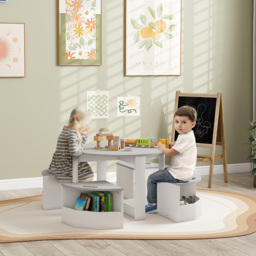 AIYAPLAY 5 Piece Grey Kids Table and Chairs Set - Size: 49 x 78 x 78cm - Wilko - thumbnail 6