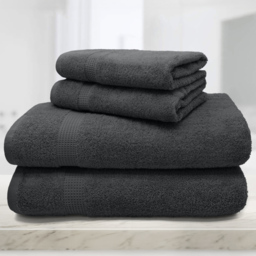 Mayfair Egyptian Cotton Charcoal Bath Towel Set of 2 - Grey - Wilko - thumbnail 4