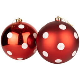 Shatchi 5cm Red White Polka Dots Shatterproof Christmas Baubles 12 Pack - Wilko - thumbnail 3