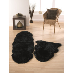 Origins Genuine Black Sheepskin Rug - Size: 65 x 95cm - Origins Rugs - Wilko - thumbnail 3