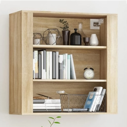 vidaXL 3 Shelf Sonoma Oak Wooden Wall Cabinet - Size: 80 x 80 x 33cm - Cream - Wilko