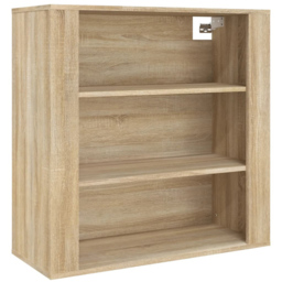 vidaXL 3 Shelf Sonoma Oak Wooden Wall Cabinet - Size: 80 x 80 x 33cm - Cream - Wilko - thumbnail 3