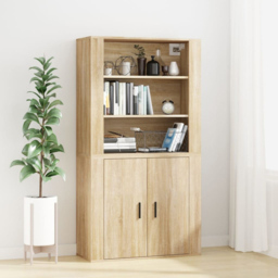 vidaXL 3 Shelf Sonoma Oak Wooden Wall Cabinet - Size: 80 x 80 x 33cm - Cream - Wilko - thumbnail 7