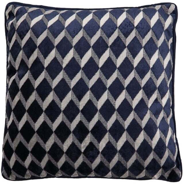 Divante Colorado Navy Geo Velvet Cushion 43 x 43cm - Wilko - image 1