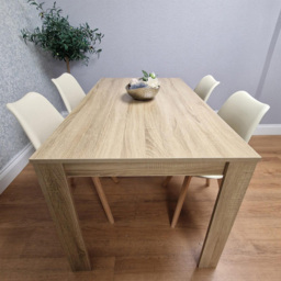 Kosy Koala 4 Seater Plastic Dining Table Set Oak Effect and Cream - Multi - Portland - Wilko - thumbnail 3