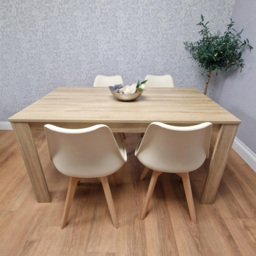 Kosy Koala 4 Seater Plastic Dining Table Set Oak Effect and Cream - Multi - Portland - Wilko - thumbnail 6