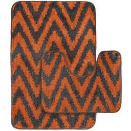 Velosso Chevron Stripe Orange Bath Mat Set - Wilko - thumbnail 1