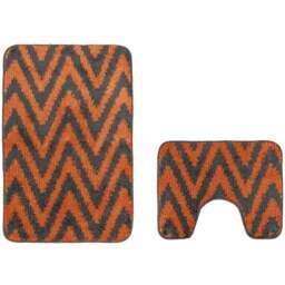 Velosso Chevron Stripe Orange Bath Mat Set - Wilko - thumbnail 4