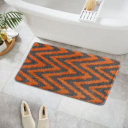 Velosso Chevron Stripe Orange Bath Mat Set - Wilko - thumbnail 7