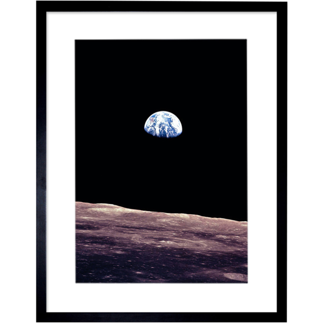 Wee Blue Coo NASA Planet Earth Lunar Surface Moon Space Photo Framed Wall Art Print 30 x 41cm - Size: 43.3 x 33.3 x 1.5cm - Black - Wilko - image 1