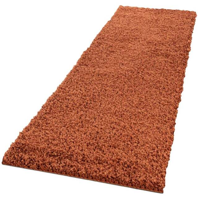 Desire Rugs Oxford Terracotta Plain Shaggy Runner Rug 60 x 220cm - Wilko - image 1