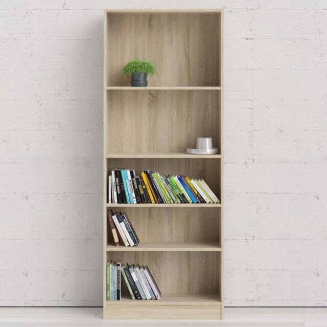 Florence Basic 4 Shelf Oak Wide Tall Bookcase - Brown - Furniture to Go - Wilko - image 1