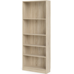 Florence Basic 4 Shelf Oak Wide Tall Bookcase - Brown - Furniture to Go - Wilko - thumbnail 5