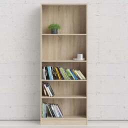 Florence Basic 4 Shelf Oak Wide Tall Bookcase - Brown - Furniture to Go - Wilko - thumbnail 1