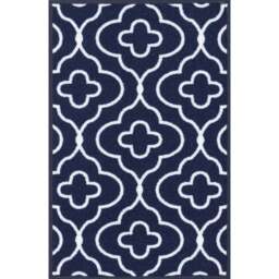 Desire Rugs Havana Navy Quatrefoil Anti Slip Door Mat 300 x 80cm - Size: 80 x 300cm - Blue - Wilko - thumbnail 1