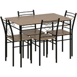 HOMCOM 4 Seater Dining Set Oak - Yellow - Wilko - thumbnail 3