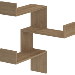 Decortie Luksa 3 Shelf Zigzag Wall Mounted Design Oak Effect Corner Bookcase - Cream - Wilko - thumbnail 3