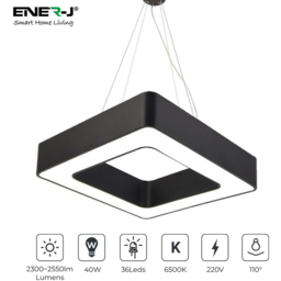 ENER-J Cool White LED 40W 6500K Hollow Square Minimalist Pendant Light - Size: 80 x 10 x 5cm - ENERJ - Wilko - thumbnail 3