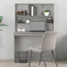 vidaXL 4 Shelf Computer Desk Concrete Grey - Size: 148 x 102 x 45cm - Wilko
