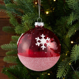 Opaque Ruby Snowflake Bauble Red - Santa's Chalet - Wilko - thumbnail 3