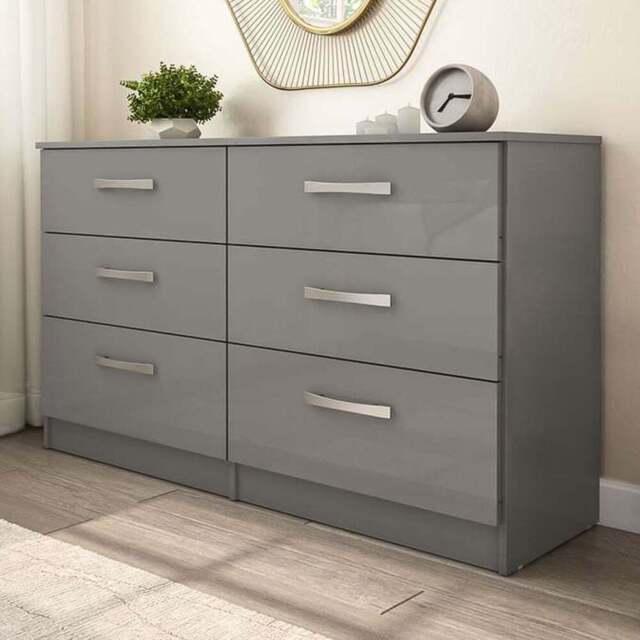 Lynx 6 Drawer Grey Chest of Drawers - Birlea - Wilko - image 1