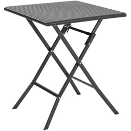 Living and Home Black Square Rattan Outdoor Folding Table 61 x 61cm - Size: 74 x 61 x 61cm - Wilko - thumbnail 3